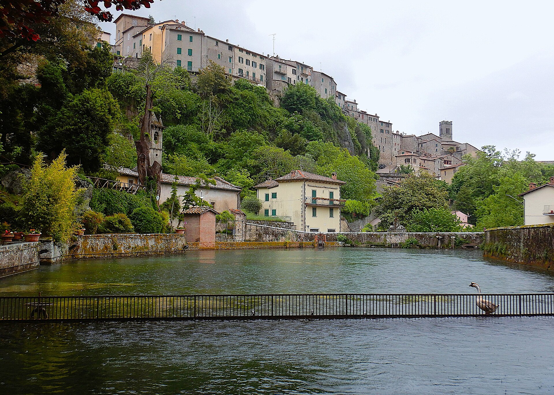 The Peschiera pool at Santa Fiora, where the Fiora river rises beneath the church of the Madonna delle Nevi