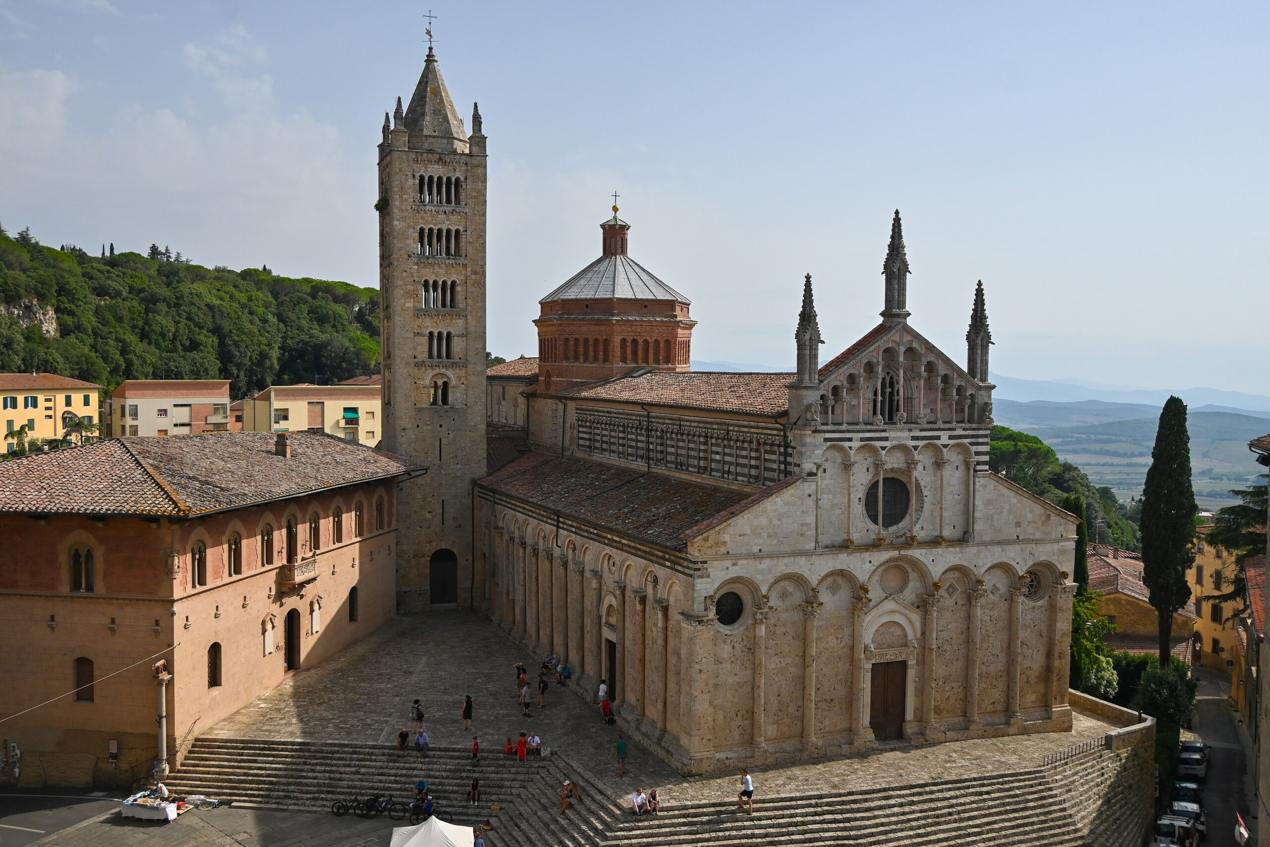 The cathedral of San Cerbone in Massa Marittima's Piazza Garibaldi in warm afternoon light