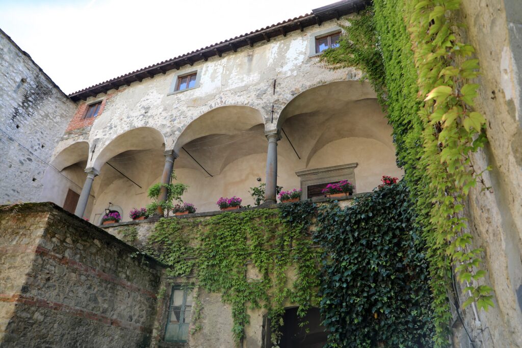 The fifteenth-century loggia of the castle courtyard at Virgoletta, Villafranca in Lunigiana
