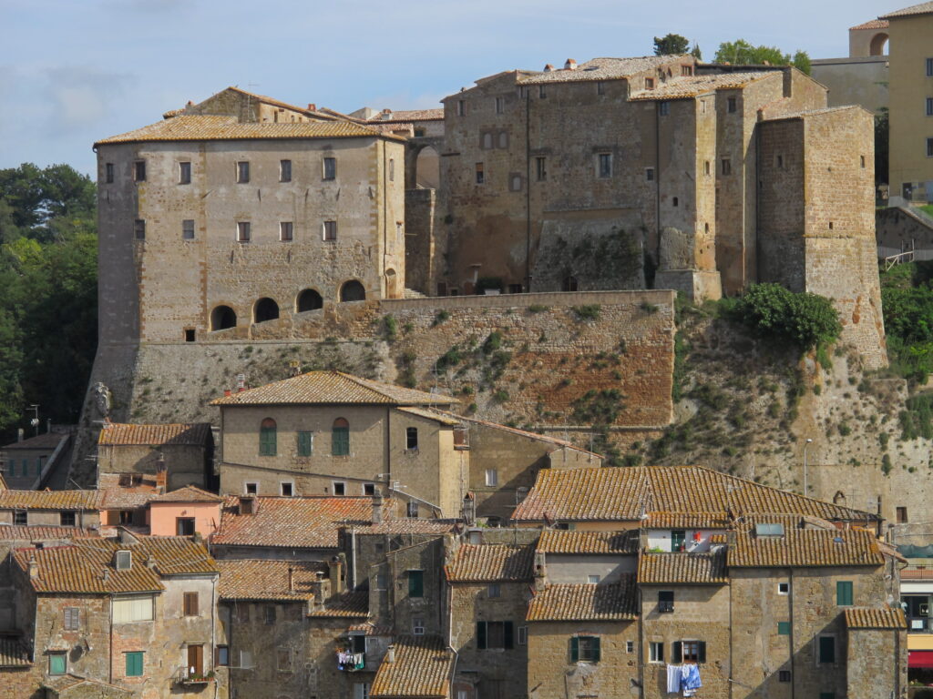 The Fortezza Orsini above the rooftops of Sorano