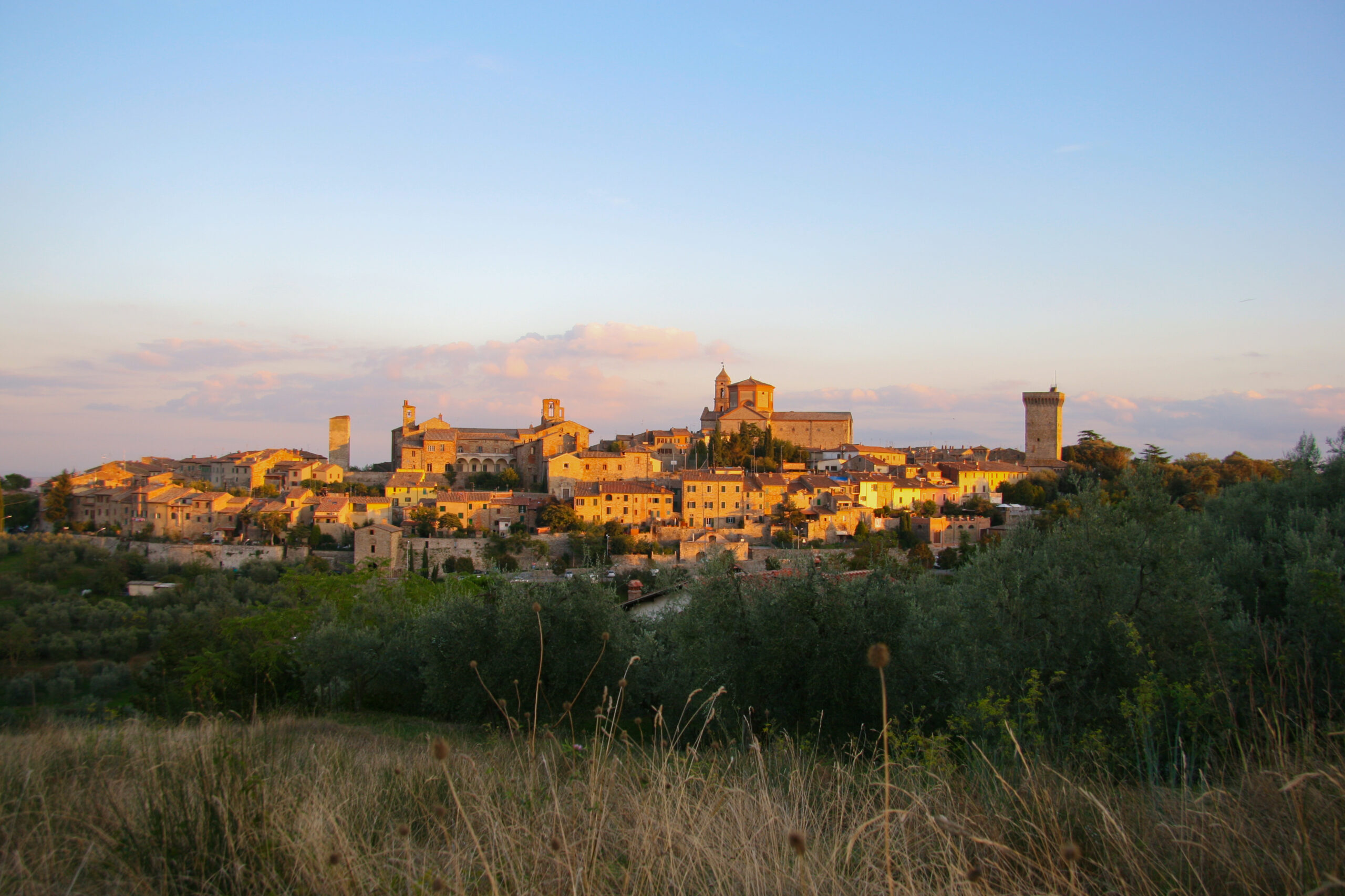 Lucignano in golden light, seen from its fortress